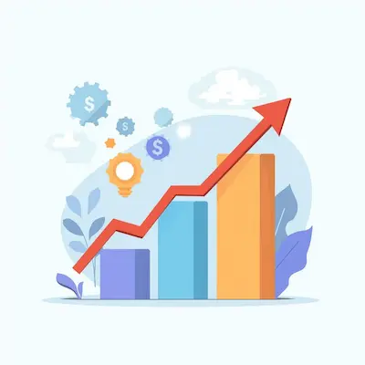 Data-driven results from Ascend AI Lab, showing a bar graph with an upward trend for operational efficiency and profitability.